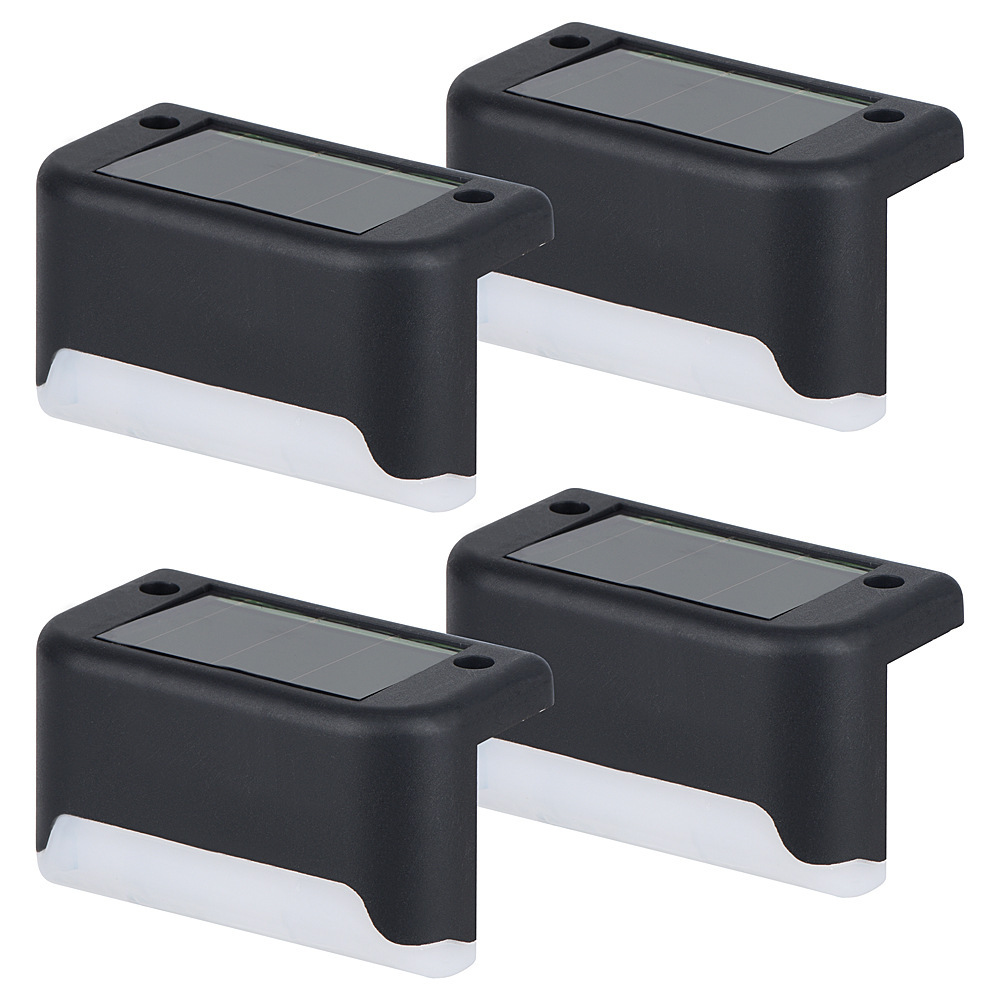 Black L-shaped solar lights with top panels and white diffusers