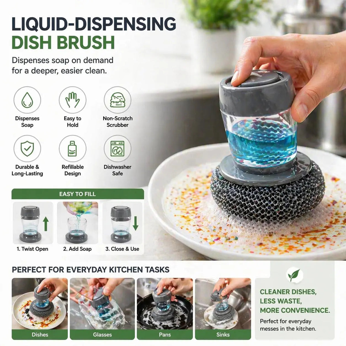 CleanFlow TapPure Kitchen Sink Brush Set
