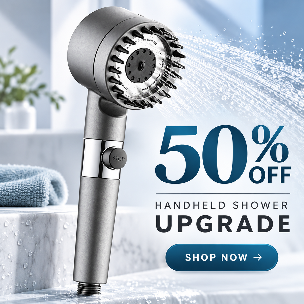 🚿 50% OFF | High-Pressure Handheld Shower Head with Massage-Style Tips
