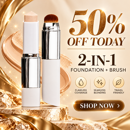 ✨ 50% OFF | 2-in-1 Foundation Stick with Built-in Brush – Flawless-Looking Makeup Made Easy!