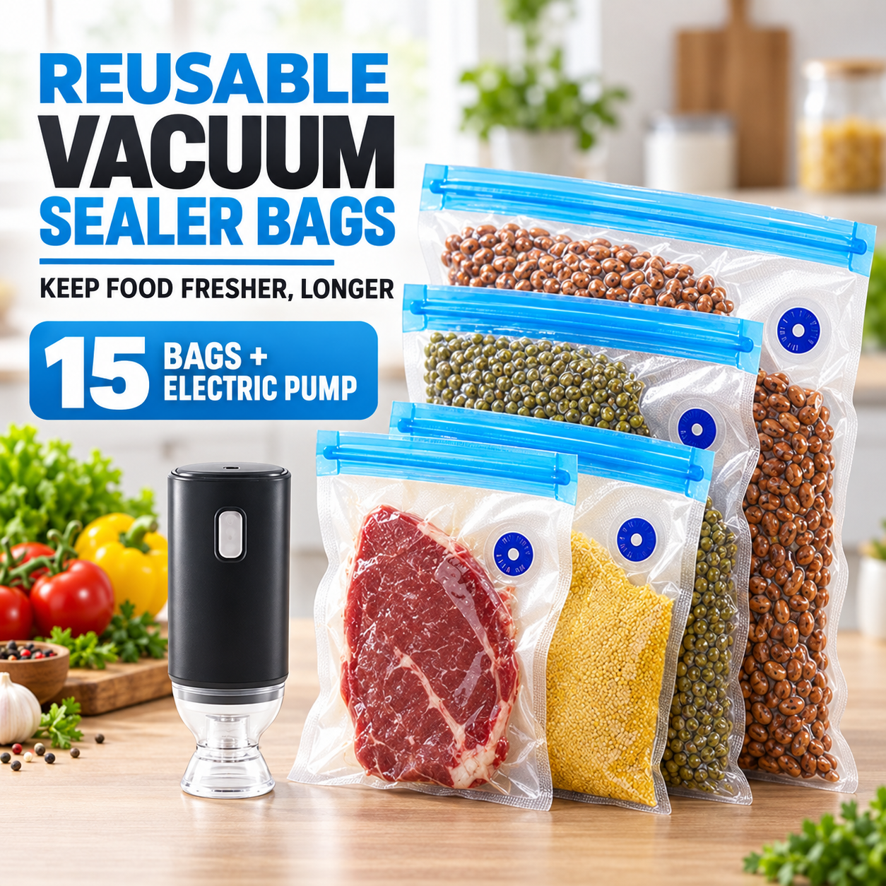 🔥 Buy 10, Get 5 FREE! 🍳 2026 Hot Kitchen Sale — Vacuum Sealer Bag Set