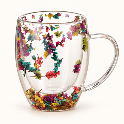 Dried Flower Double-Wall Glass Mug