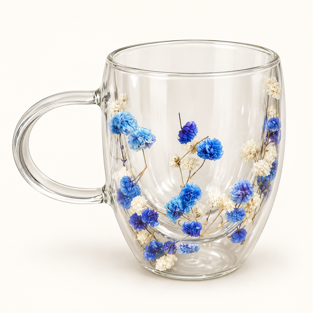 Dried Flower Double-Wall Glass Mug