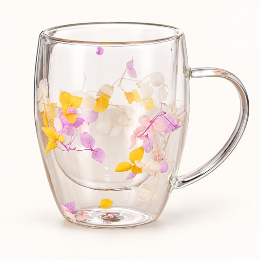 Dried Flower Double-Wall Glass Mug