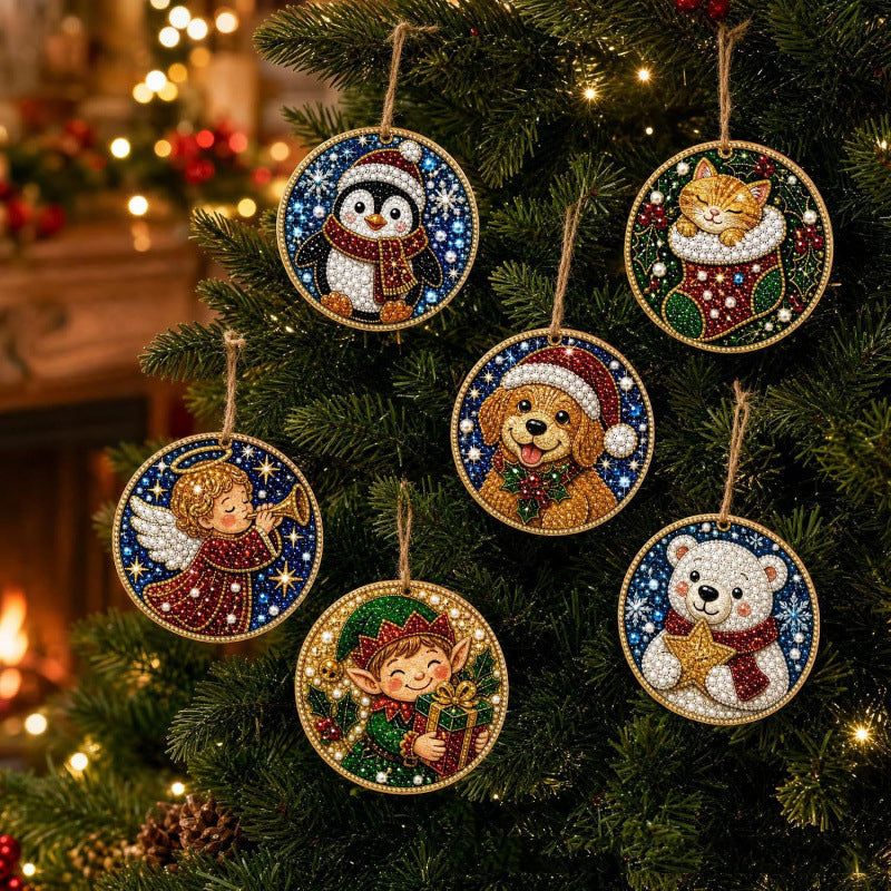🎁🎄DIY Diamond Painting Christmas Ornaments Kit - Holiday Home Decor (6 Pcs)
