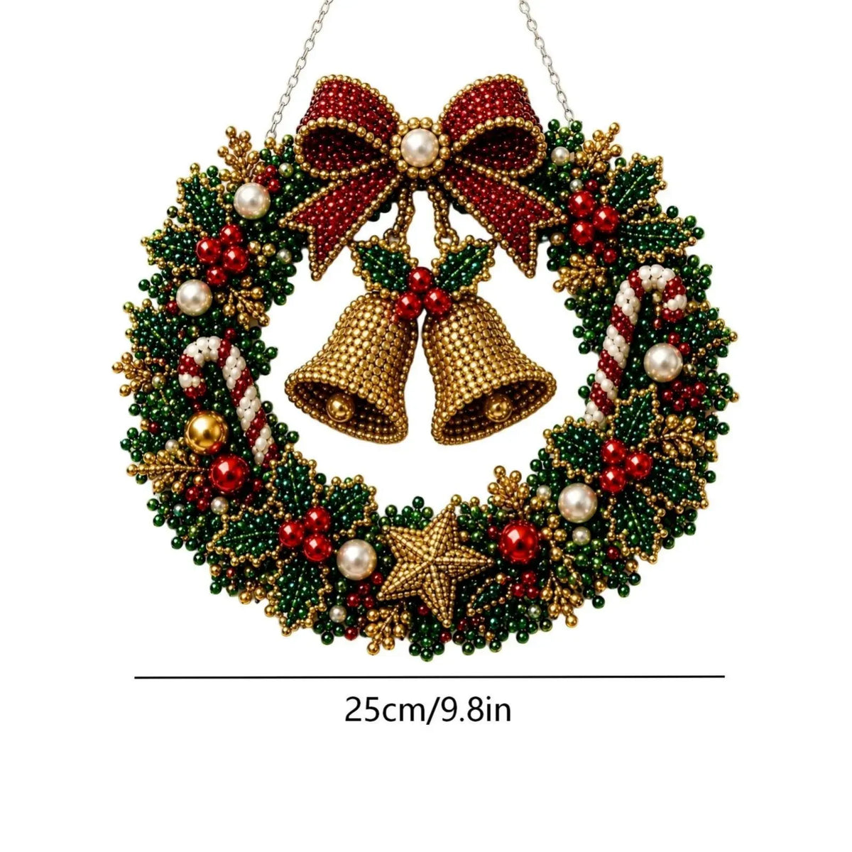 DIY Christmas LED Diamond Painting Wreath | Light-Catching Pearl Beaded Hanging Ornament Kit