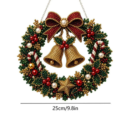 DIY Christmas LED Diamond Painting Wreath | Light-Catching Pearl Beaded Hanging Ornament Kit