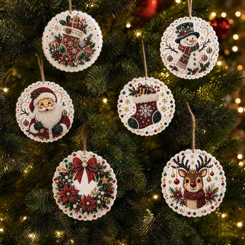 🎁🎄DIY Diamond Painting Christmas Ornaments Kit - Holiday Home Decor (6 Pcs)