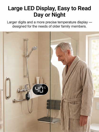 Simply install it on your shower head or faucet and enjoy warm water in just 3 seconds, with no electricity costs.