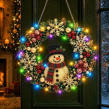 DIY Christmas LED Diamond Painting Wreath | Light-Catching Pearl Beaded Hanging Ornament Kit