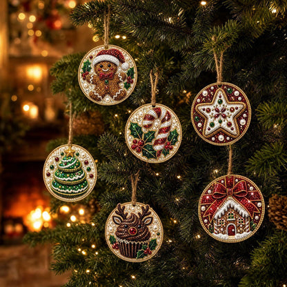 🎁🎄DIY Diamond Painting Christmas Ornaments Kit - Holiday Home Decor (6 Pcs)