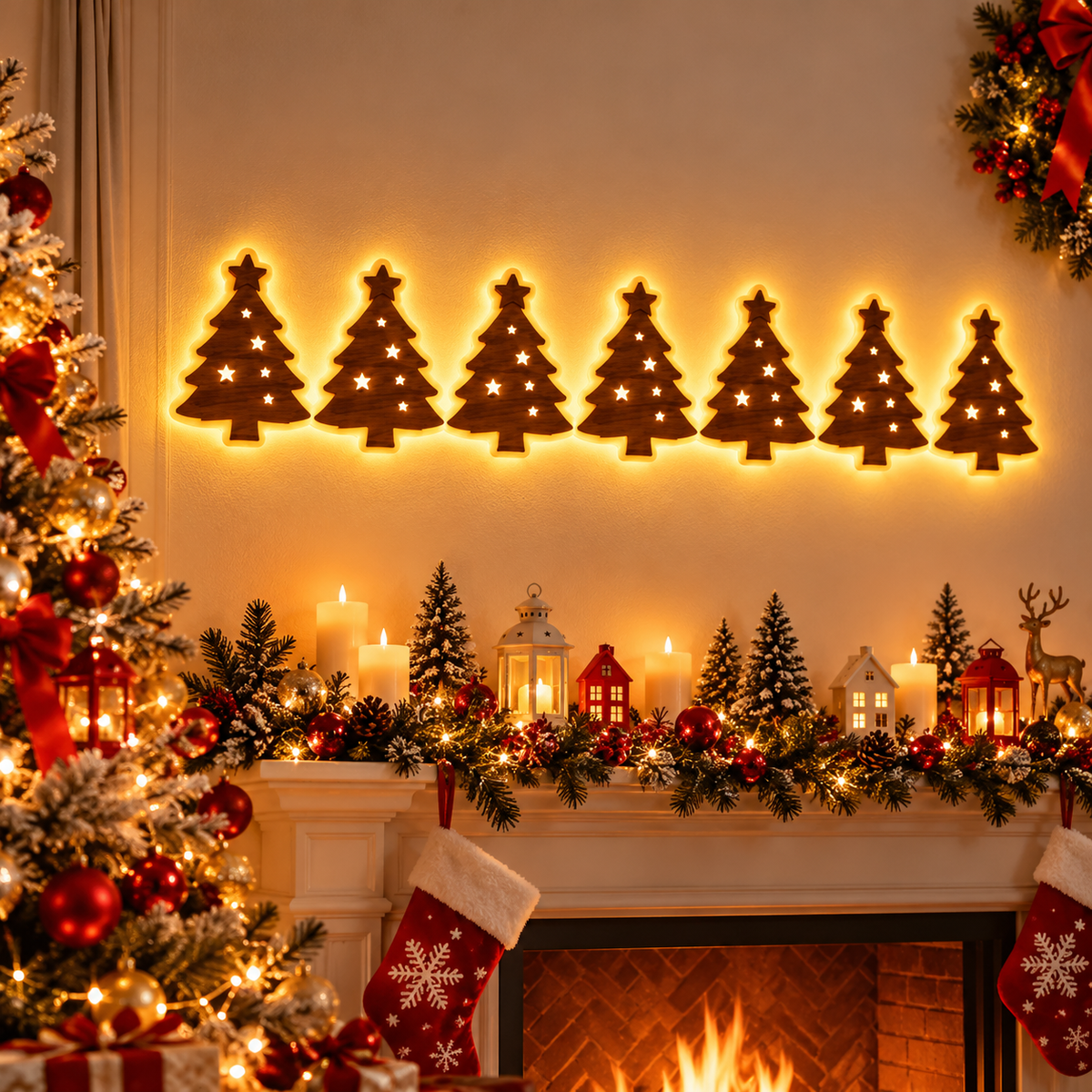 Warm White LED Reindeer Wall Décor