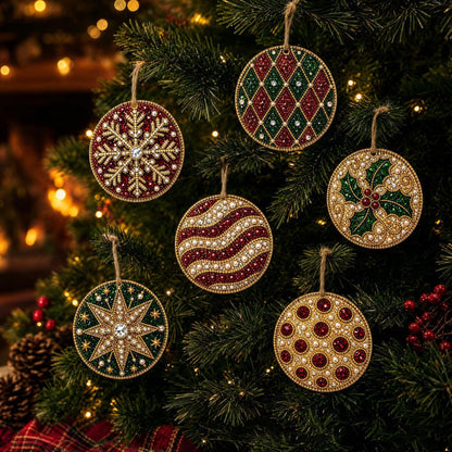 🎁🎄DIY Diamond Painting Christmas Ornaments Kit - Holiday Home Decor (6 Pcs)