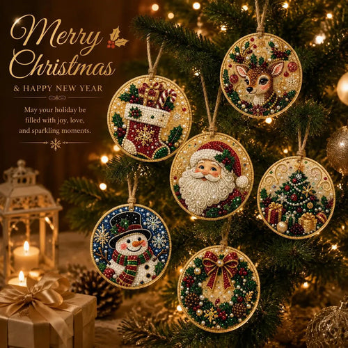 🎁🎄DIY Diamond Painting Christmas Ornaments Kit - Holiday Home Decor (6 Pcs)