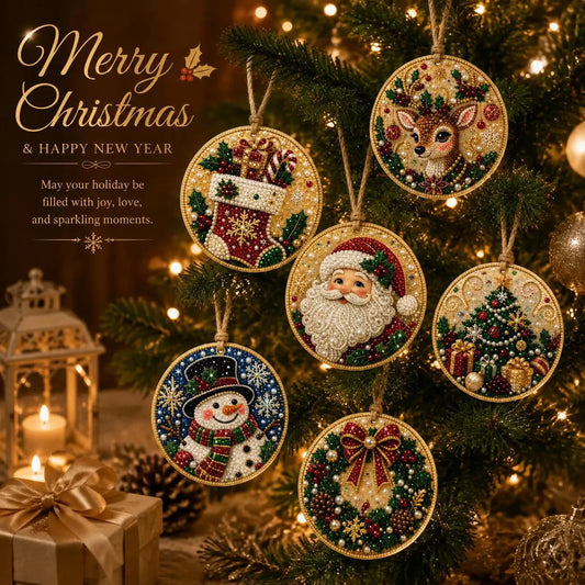 🎁🎄DIY Diamond Painting Christmas Ornaments Kit - Holiday Home Decor (6 Pcs)