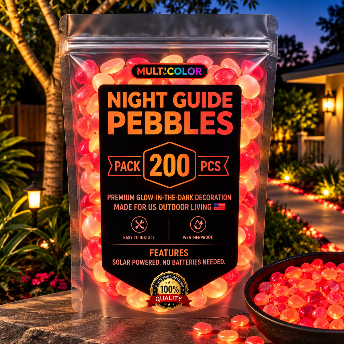 💥LAST DAY SALE 50%OFF💥🌈200Pcs - Colorful Glow-in-the-Dark Garden Stones