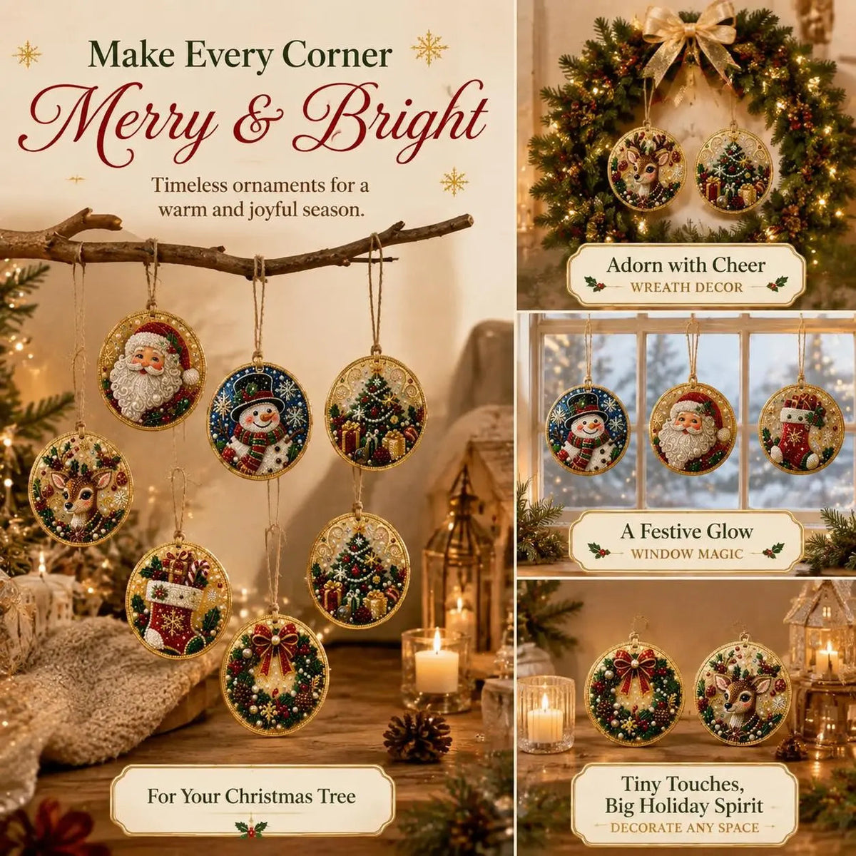🎁🎄DIY Diamond Painting Christmas Ornaments Kit - Holiday Home Decor (6 Pcs)