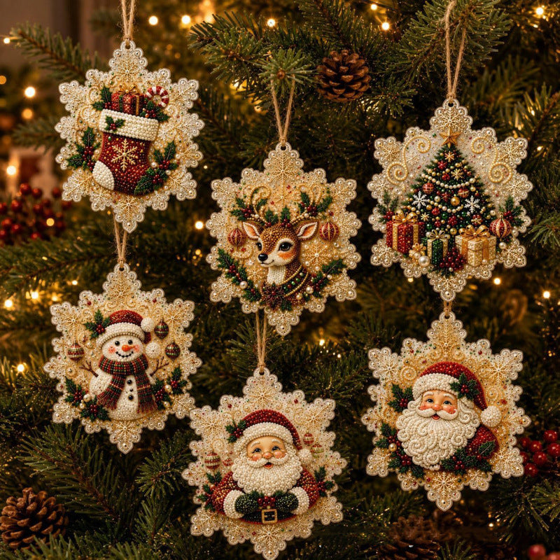 🎁🎄DIY Diamond Painting Christmas Ornaments Kit - Holiday Home Decor (6 Pcs)