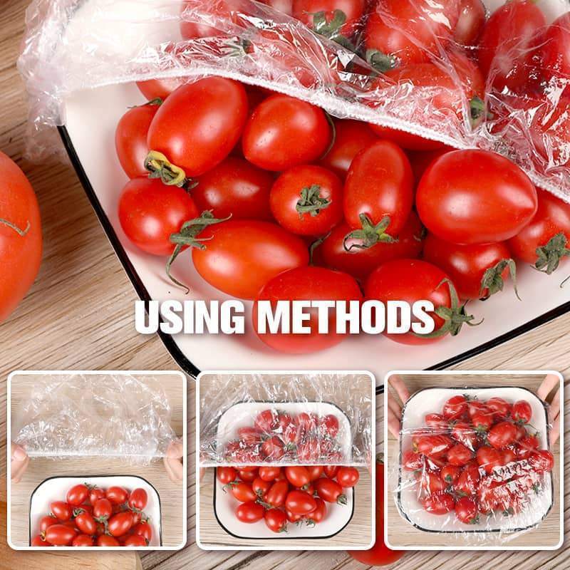 100pcs Disposable Stretch Film for Bowls & Plates, Elastic Container Lids, Plastic Wrap Alternative for Leftovers, Fruit, Vegetables & Kitchen Food Storage