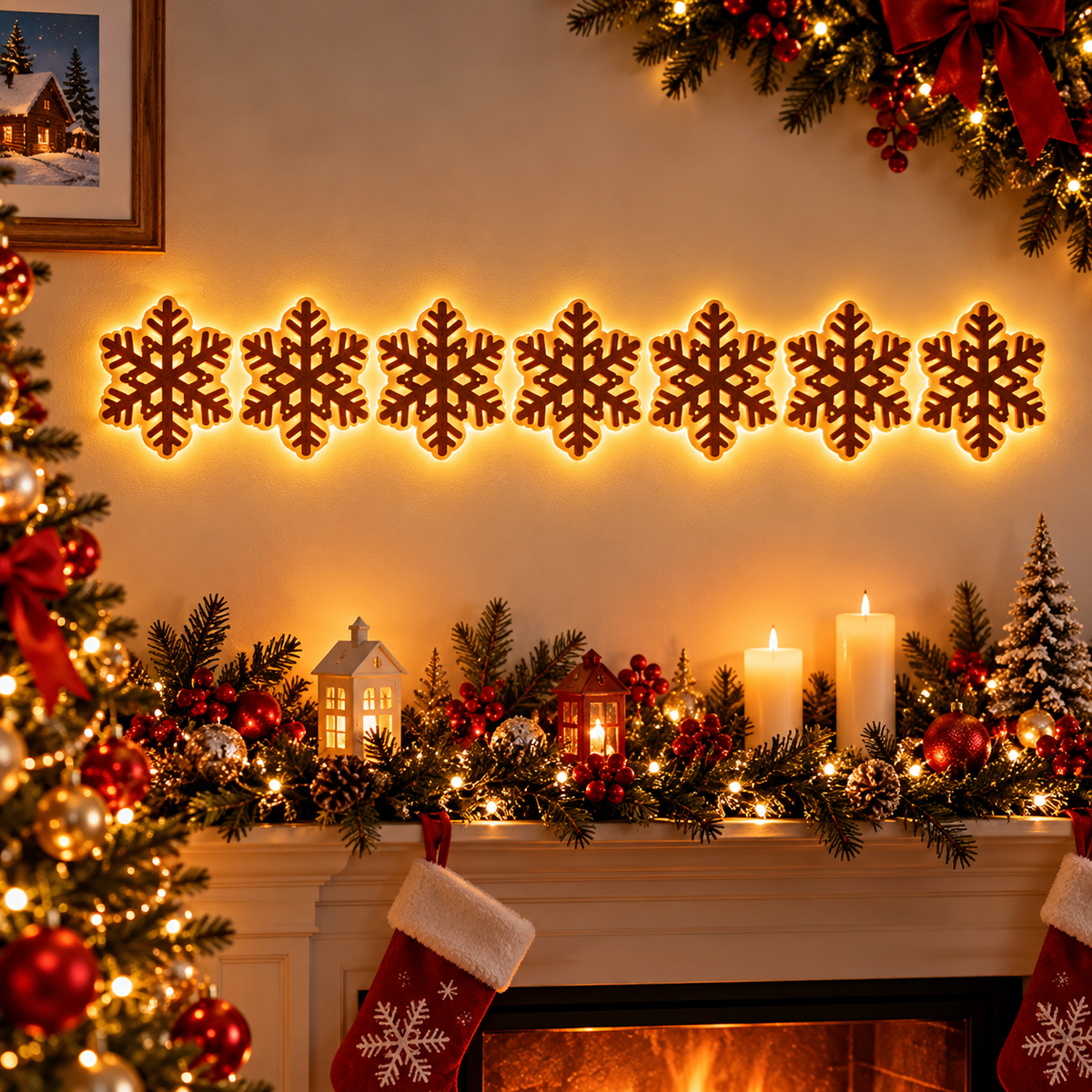 Warm White LED Reindeer Wall Décor