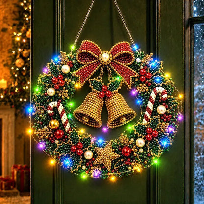 DIY Christmas LED Diamond Painting Wreath | Light-Catching Pearl Beaded Hanging Ornament Kit