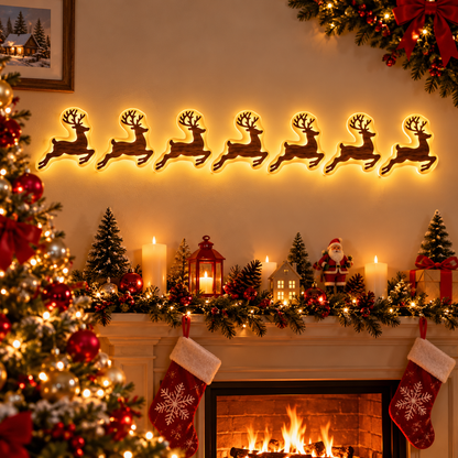 Warm White LED Reindeer Wall Décor