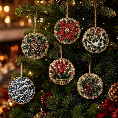 🎁🎄DIY Diamond Painting Christmas Ornaments Kit - Holiday Home Decor (6 Pcs)