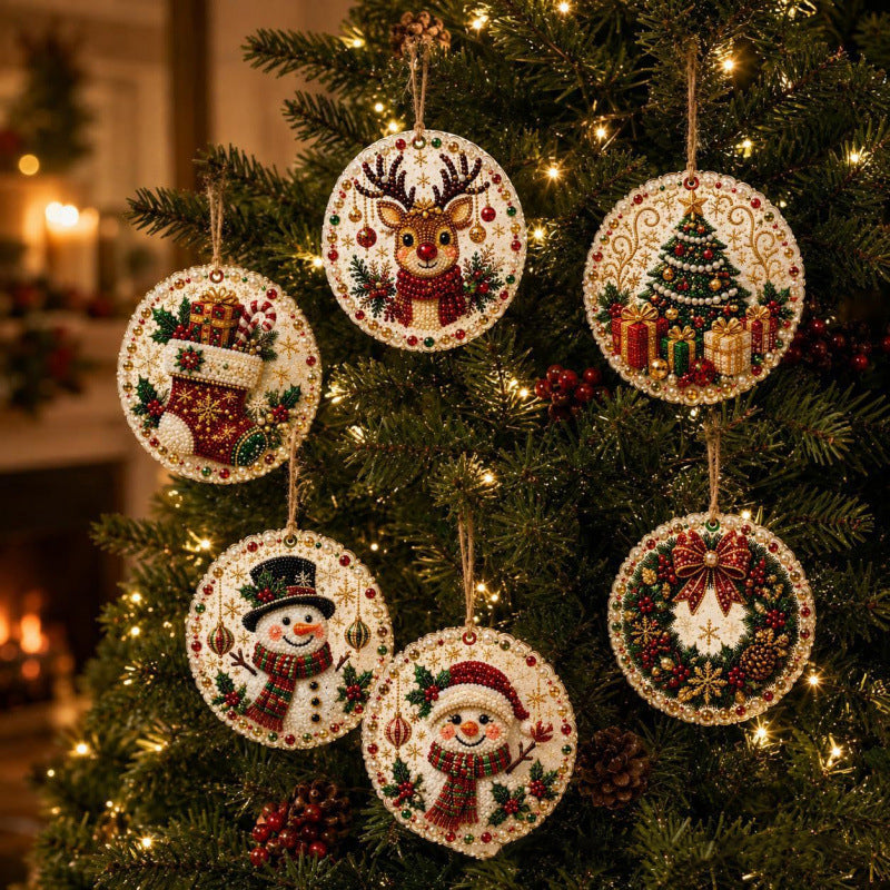 🎁🎄DIY Diamond Painting Christmas Ornaments Kit - Holiday Home Decor (6 Pcs)