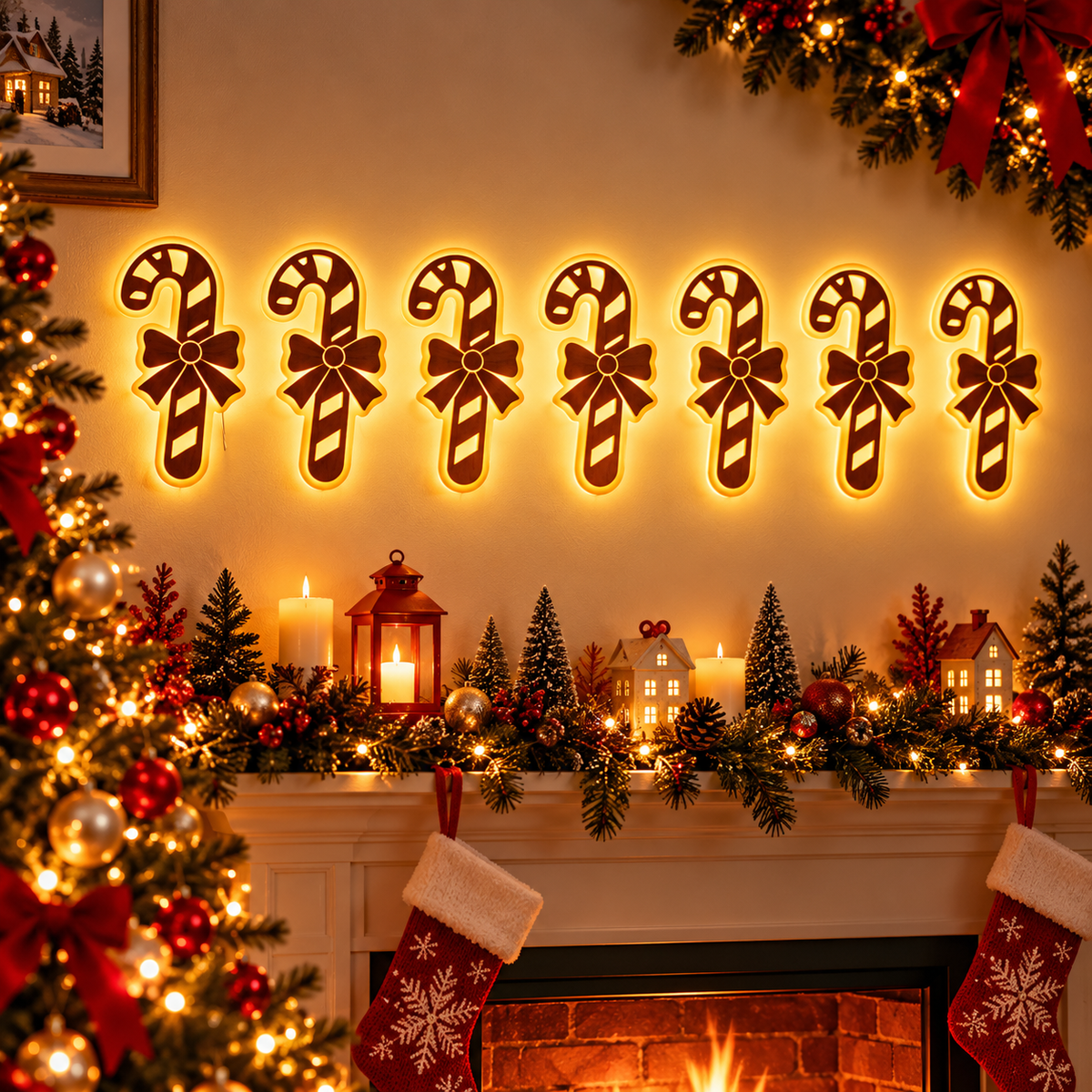 Warm White LED Reindeer Wall Décor