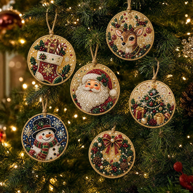 🎁🎄DIY Diamond Painting Christmas Ornaments Kit - Holiday Home Decor (6 Pcs)