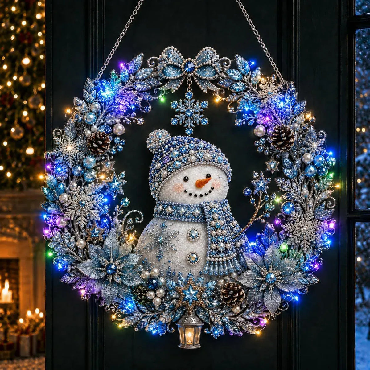 DIY Christmas LED Diamond Painting Wreath | Light-Catching Pearl Beaded Hanging Ornament Kit