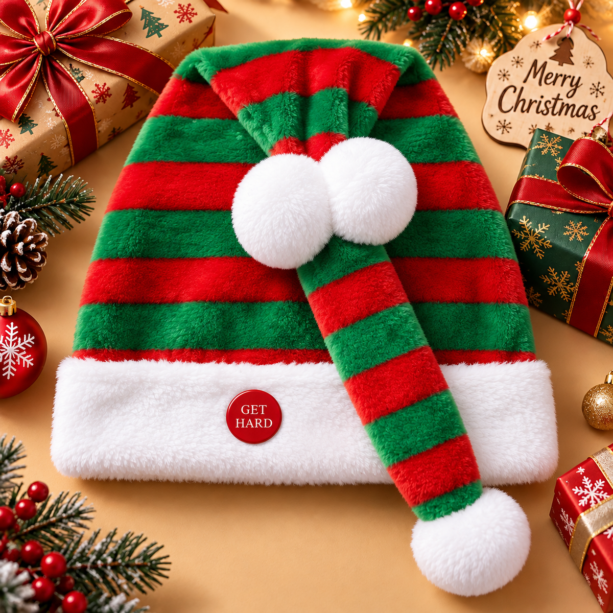 ✨🎅 Animated Naughty Santa Hat | Funny Christmas Party Hat✨