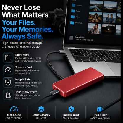 🔥 LAST DAY 50% OFF-【1TB】Portable External SSD – Protect Your Photos, Videos & Important Files