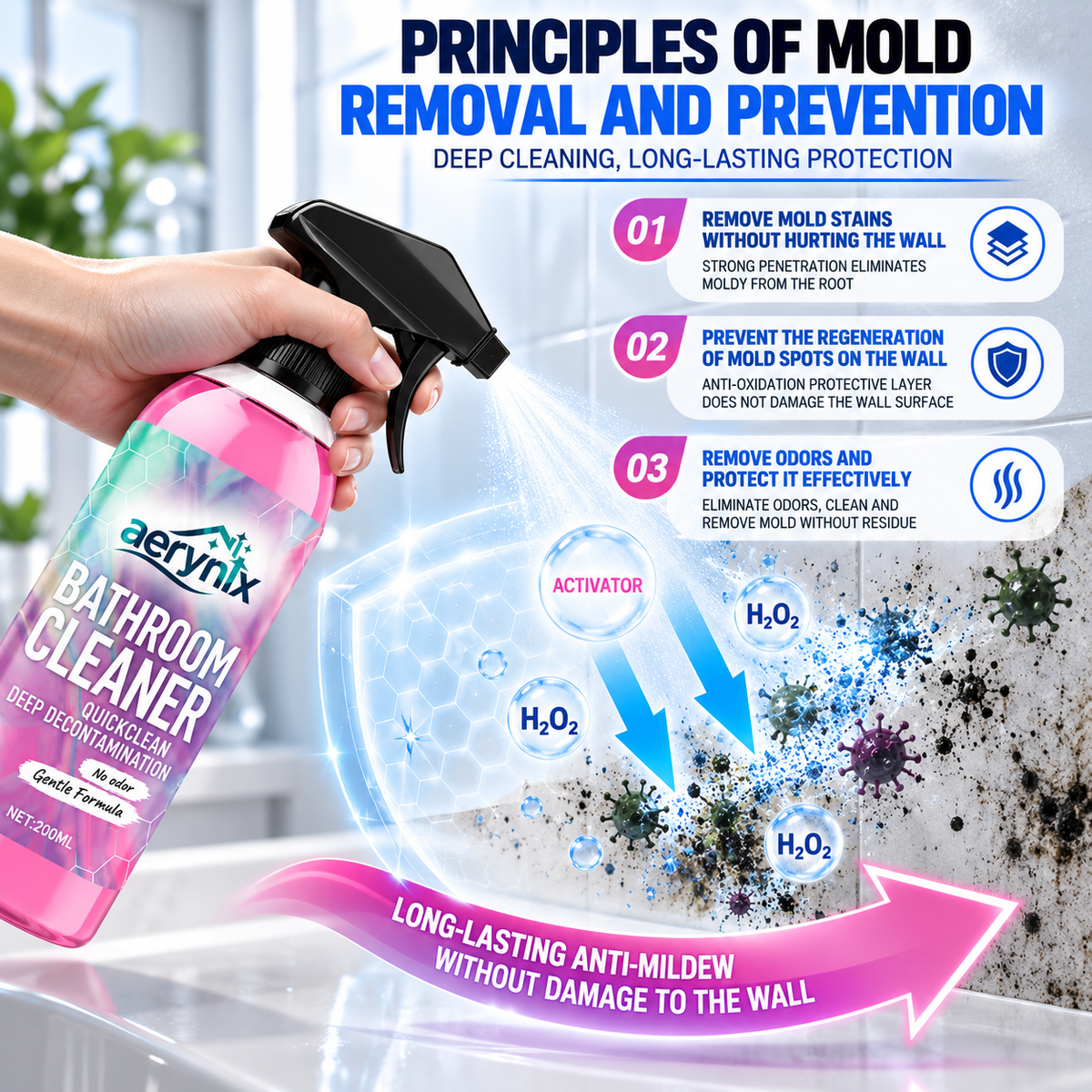 ✨✨ Bathroom Cleaner: Sparkle in Seconds, No Harsh Fumes