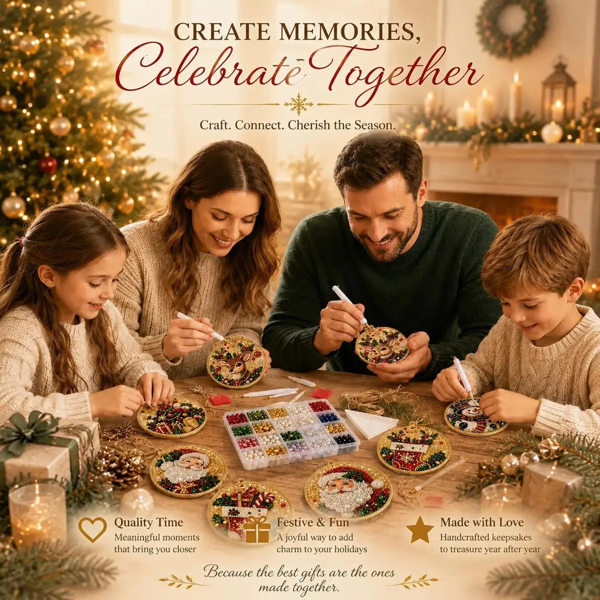 🎁🎄DIY Diamond Painting Christmas Ornaments Kit - Holiday Home Decor (6 Pcs)