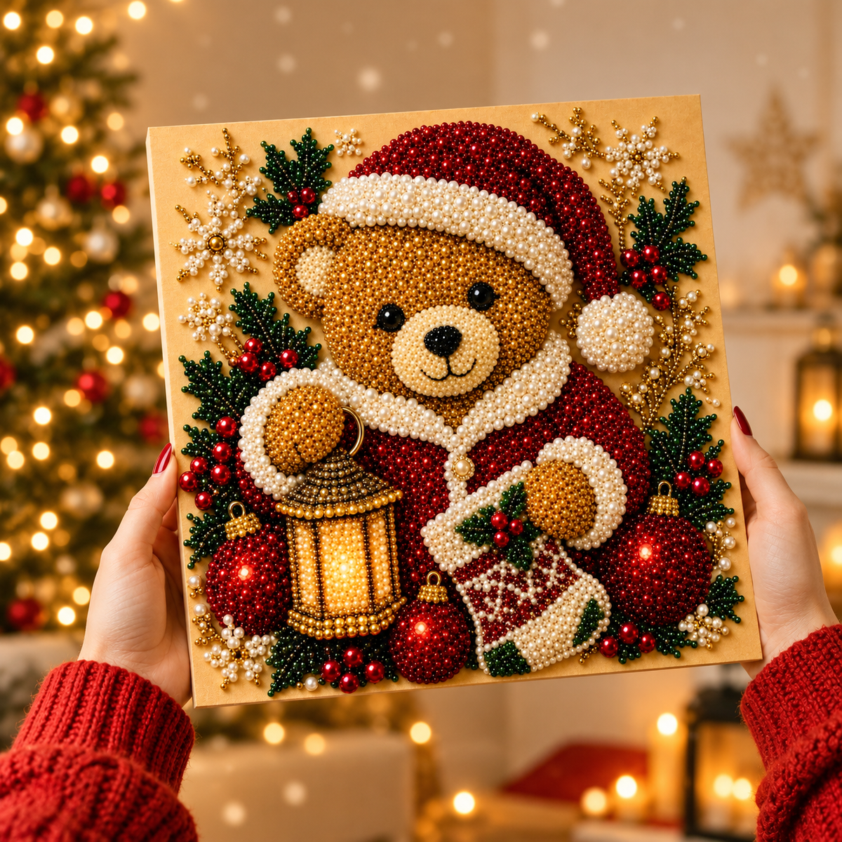 🧘Relaxing & Beginner-Friendly - 🎨💎DIY Christmas Pearl Diamond Painting Art Kit With Frame