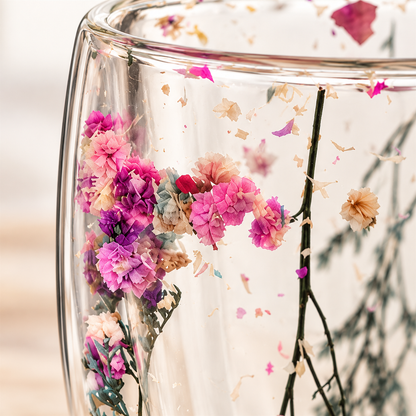 Dried Flower Double-Wall Glass Mug
