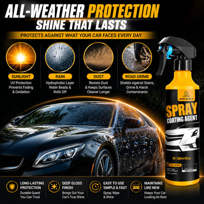 300ml Nano Ceramic Car Coating Spray – Quick Shine, Hydrophobic Paint Protection & Sealant