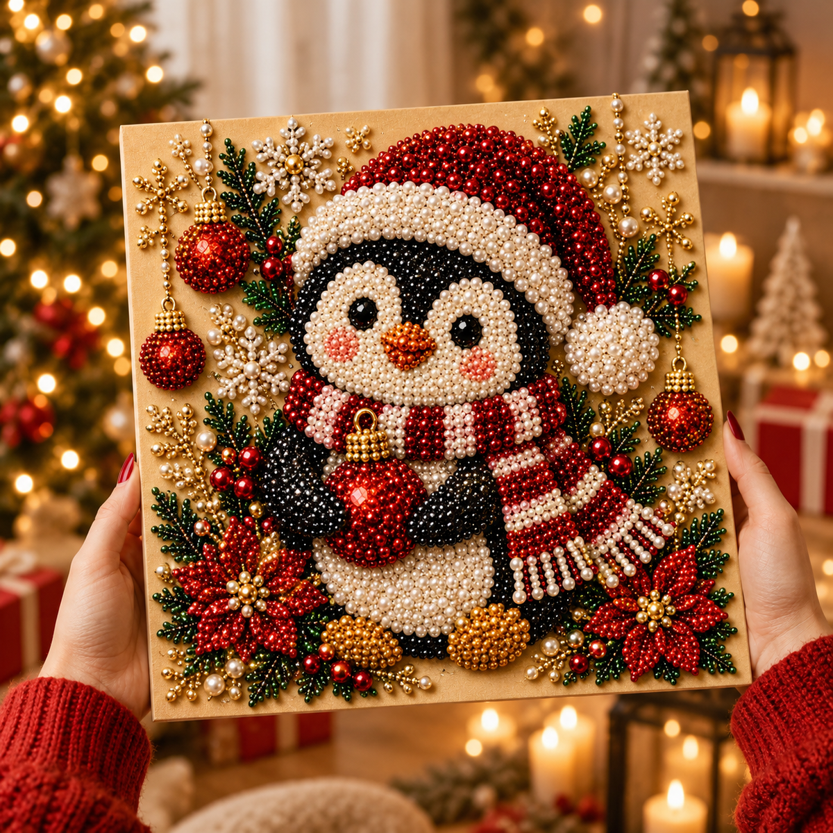 🧘Relaxing & Beginner-Friendly - 🎨💎DIY Christmas Pearl Diamond Painting Art Kit With Frame