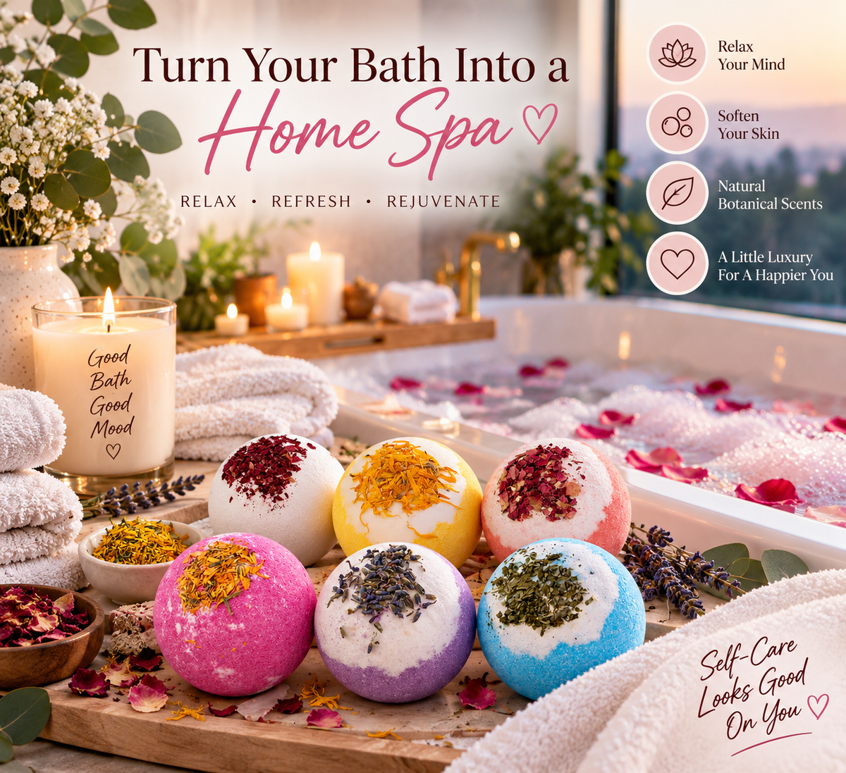 🌸 Botanical Bath Bombs – Turn Every Bath Into a Relaxing Home Spa