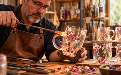 Dried Flower Double-Wall Glass Mug