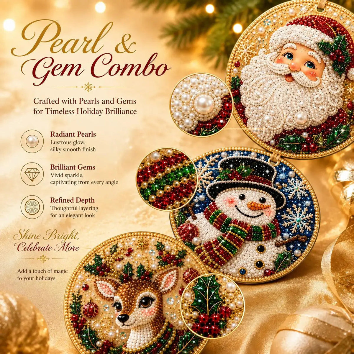 🎁🎄DIY Diamond Painting Christmas Ornaments Kit - Holiday Home Decor (6 Pcs)