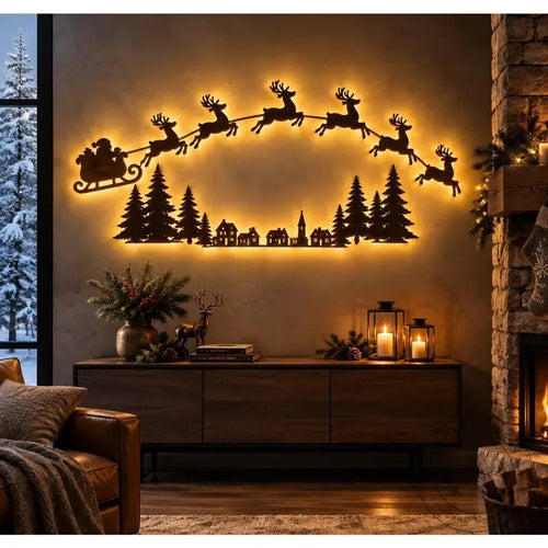 Warm White LED Reindeer Wall Décor