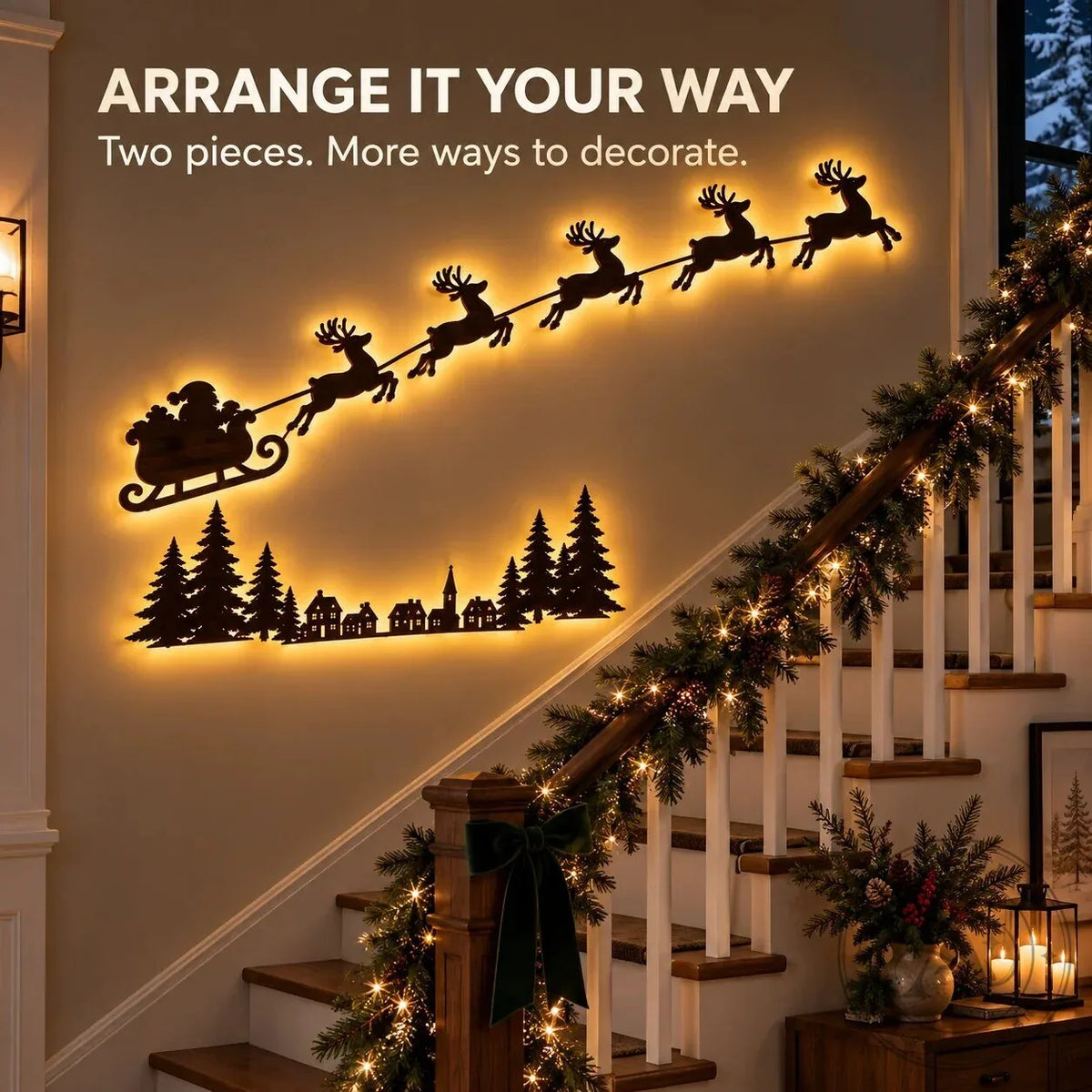 Warm White LED Reindeer Wall Décor