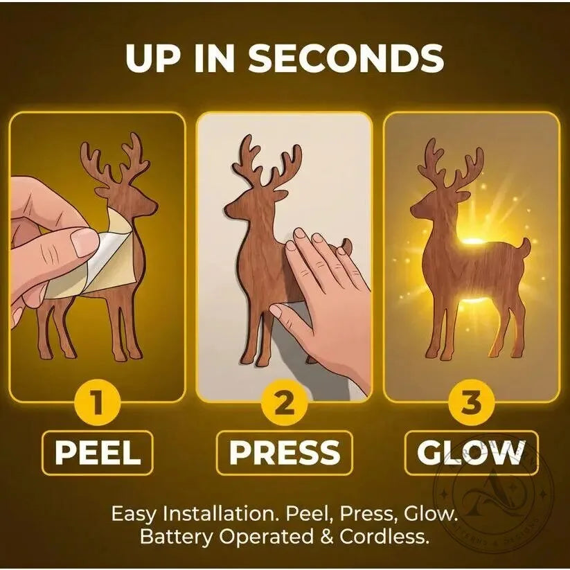 Warm White LED Reindeer Wall Décor