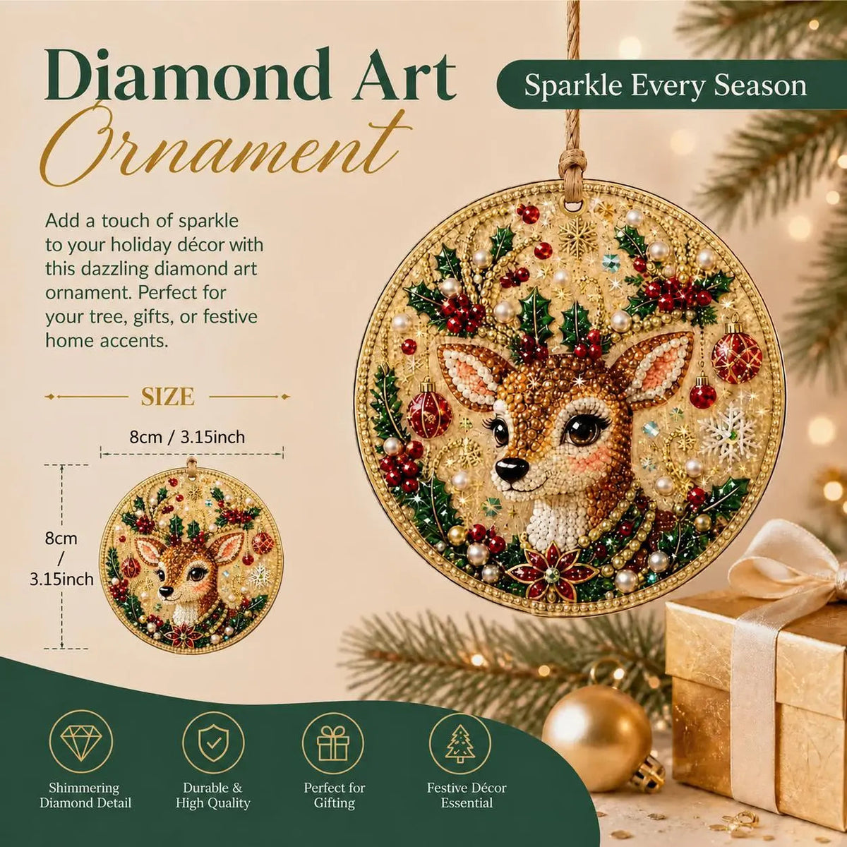 🎁🎄DIY Diamond Painting Christmas Ornaments Kit - Holiday Home Decor (6 Pcs)