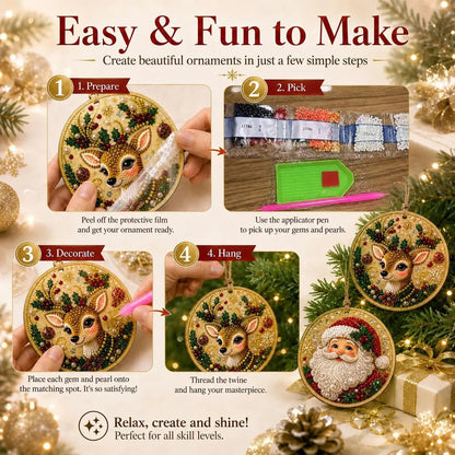 🎁🎄DIY Diamond Painting Christmas Ornaments Kit - Holiday Home Decor (6 Pcs)