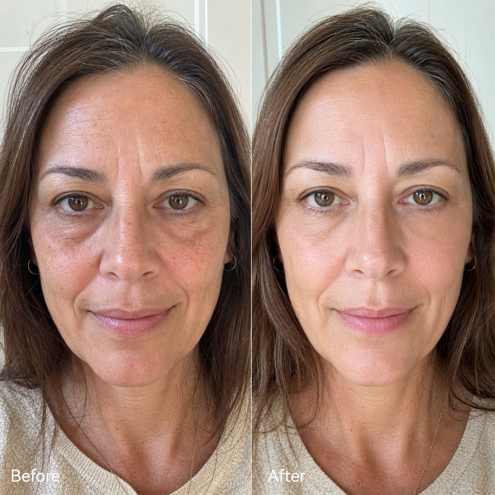 Foundation finish shown before and after blending