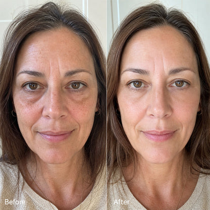 Foundation finish shown before and after blending